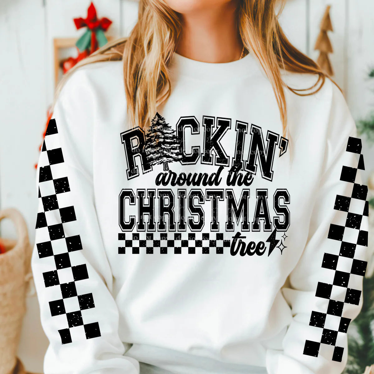 Rockin' around the christmas tree w/ DOUBLE Sleeve  - Single Color Transfer